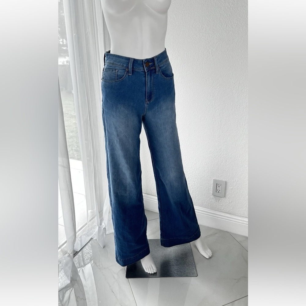 Fashion Nova Blue Flare Wide Leg Denim